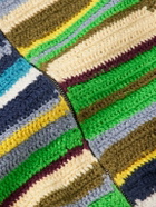 The Elder Statesman - Striped Crocheted Organic Cotton Jacket - Green