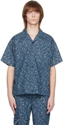 The World Is Your Oyster Blue Snow-Washed Shirt