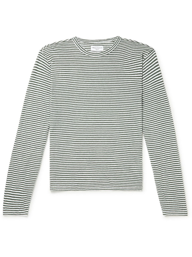 Photo: Officine Générale - Striped Linen-Jersey T-Shirt - Green