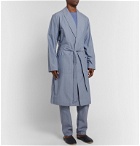 Hanro - Striped Mercerised Cotton-Chambray Robe - Blue