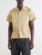 SECOND / LAYER - Avenue Camp-Collar Stretch-Cotton Poplin Shirt - Yellow