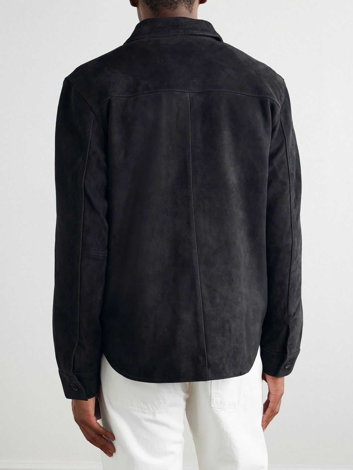 Officine Générale - Julien Camp-Collar Suede Overshirt - Blue
