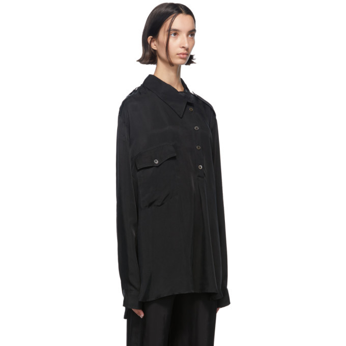 Ann Demeulemeester Black Misplaced Button Down Shirt Ann