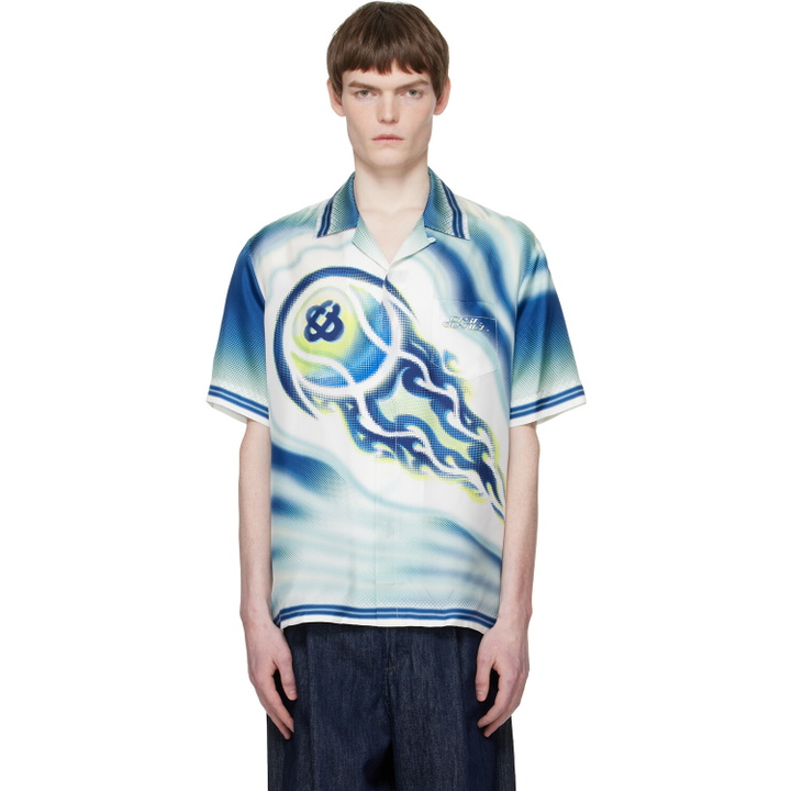 Photo: Casablanca Multicolor 'The Art Of The Serve' Short Sleeve Silk Shirt
