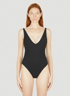 Deep Neck Swimsuit in Black