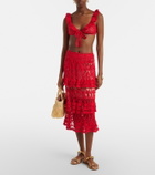 Anna Kosturova Elsie crochet ruffled cotton midi skirt