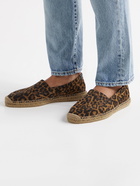 SAINT LAURENT - Leather-Trimmed Leopard-Print Suede Espadrilles - Animal print