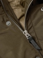 TOM FORD - Leather-Trimmed Padded Tech-Shell Hooded Down Parka - Green