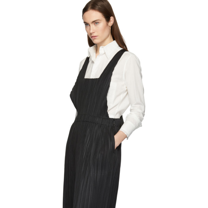 PLEATS PLEASE オーバーオール Pleats Please Issey Miyake Black Pleated Thicker Bottoms Jumpsuit