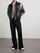 AMIRI - Bones Snake-Effect Panelled Studded Logo-Embroidered Leather Jacket - Black