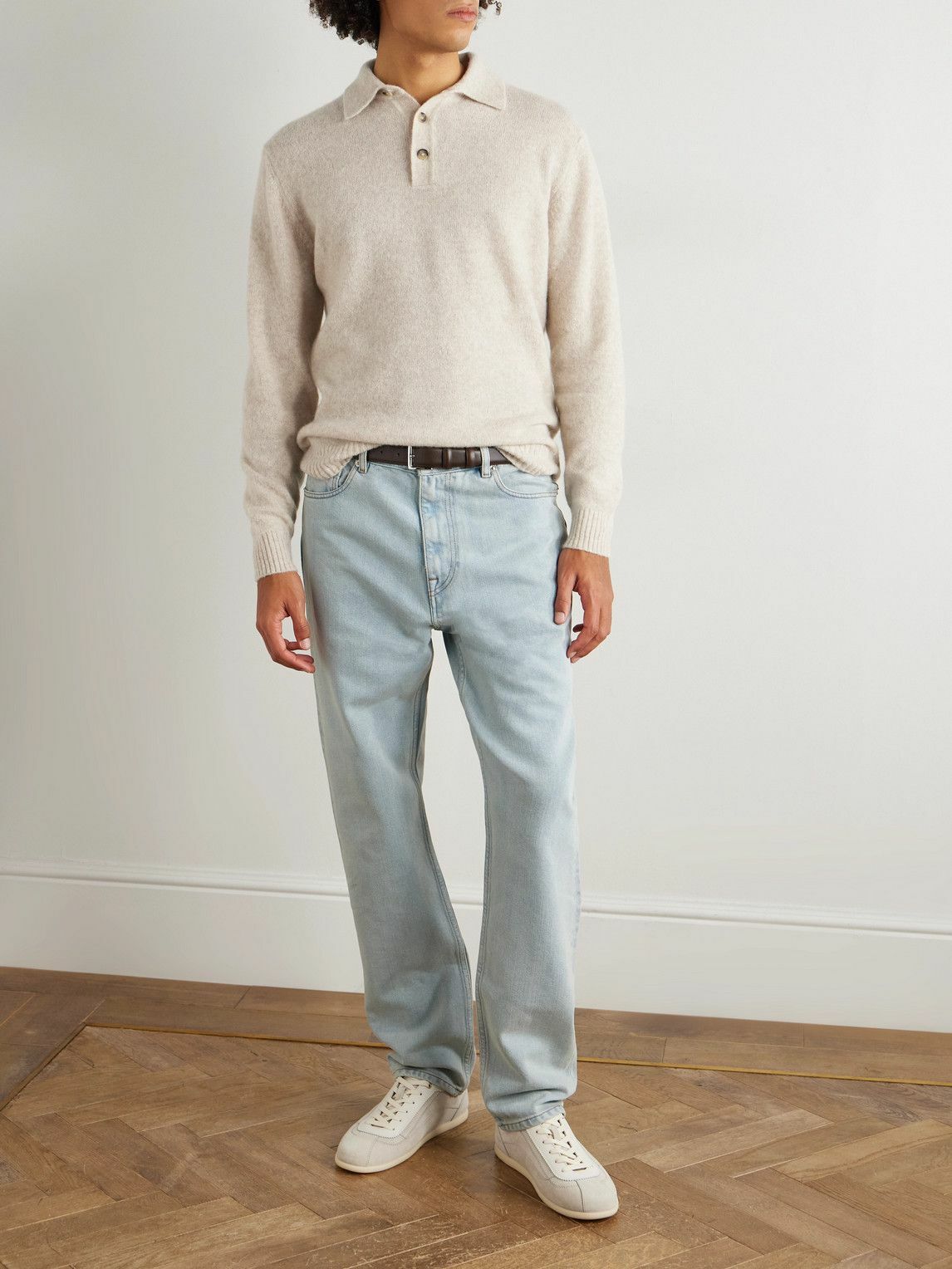 Thom Sweeney - Brushed Cashmere-Blend Polo Shirt - White