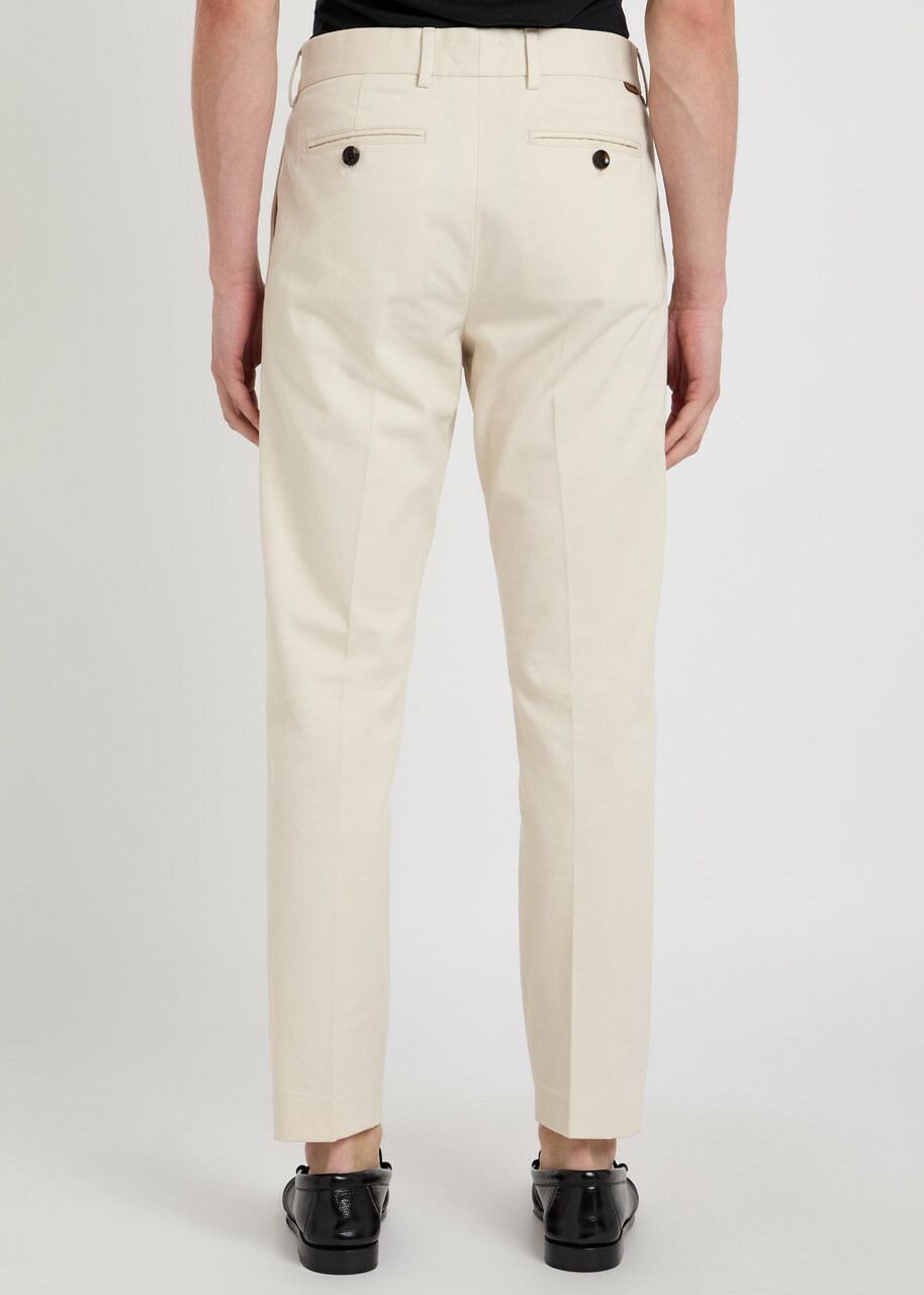 Tom Ford Tapered-leg Cotton Trousers Ivory