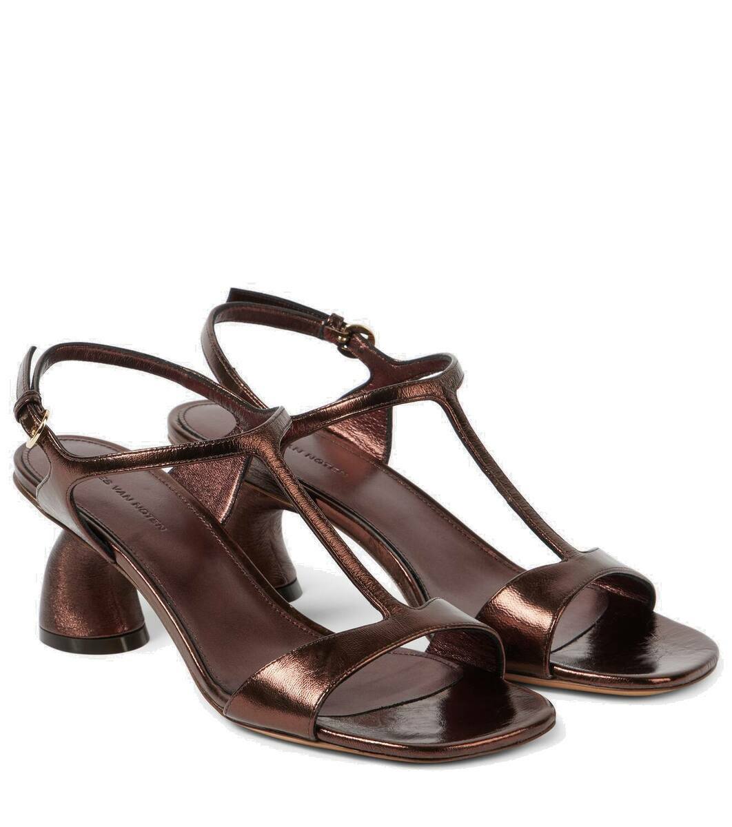 Dries Van Noten 65 metallic leather slingback sandals Dries Van Noten