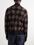 AMI PARIS - Logo-Appliquéd Argyle Virgin Wool Half-Zip Sweater - Brown