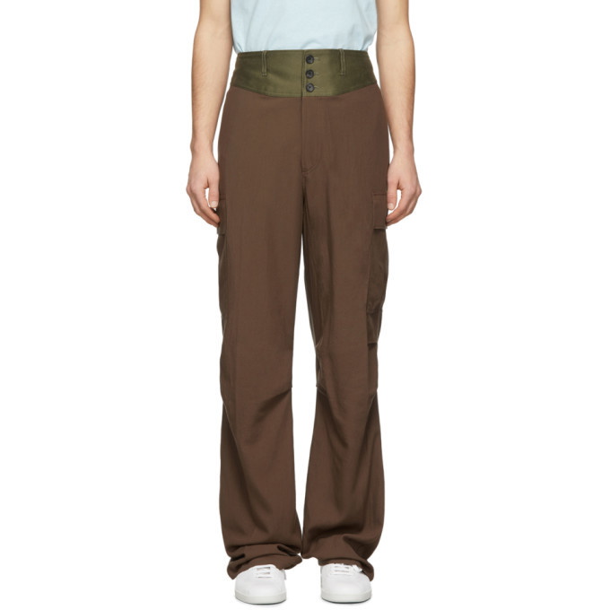 Photo: Lanvin Brown Contrast Waistband Cargo Pants