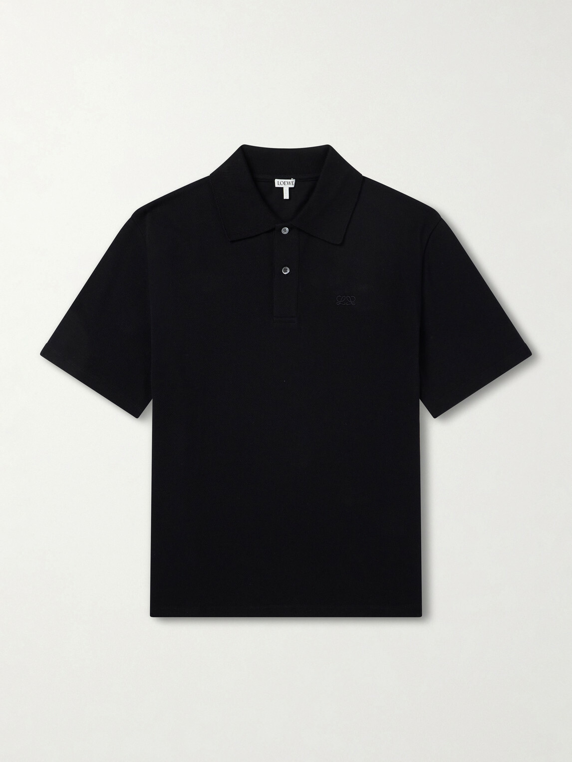 LOEWE - Anagram-Embroidered Cotton-Piqué Polo Shirt - Black