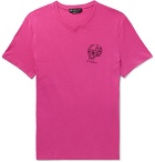 Alexander McQueen - Slim-Fit Logo-Embroidered Cotton-Jersey T-Shirt - Men - Pink