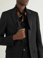 SAINT LAURENT - Velvet-Effect Shell Tie - Black