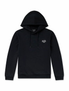 A.P.C. - Standard Rue Madame Logo-Embroidered Organic Cotton-Jersey Hoodie - Black