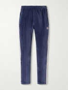 Needles - Bootcut Logo-Embroidered Striped Velour Track Pants - Blue