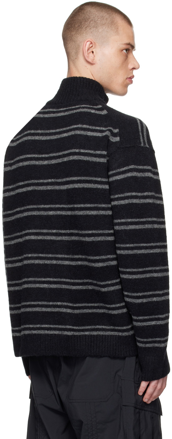 Juun.J Navy & Gray Stripe Sweater