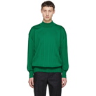 Issey Miyake Men Green Wrinkle Knit Turtleneck Sweater