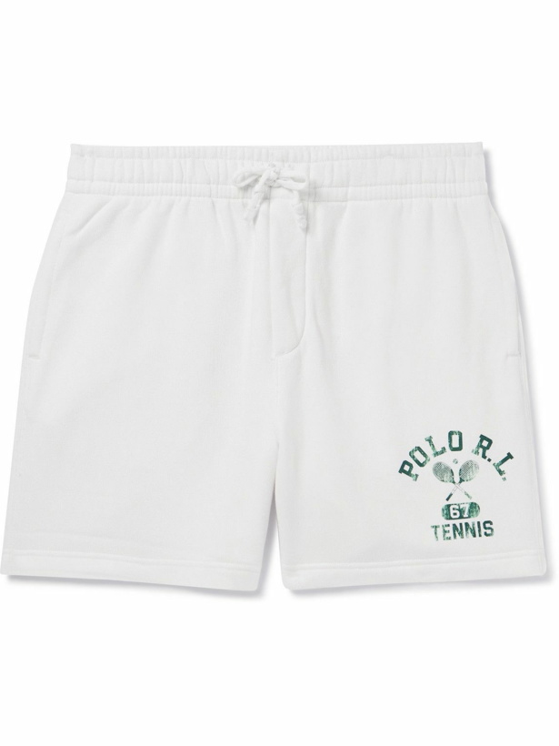 Photo: Polo Ralph Lauren - Wimbledon Logo-Print Cotton-Blend Jersey Drawstring Shorts - White