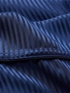 Derek Rose - Woburn 8 Shawl-Collar Striped Silk-Satin Robe - Blue