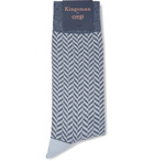 Kingsman - Herringbone Cotton-Blend Socks - Blue