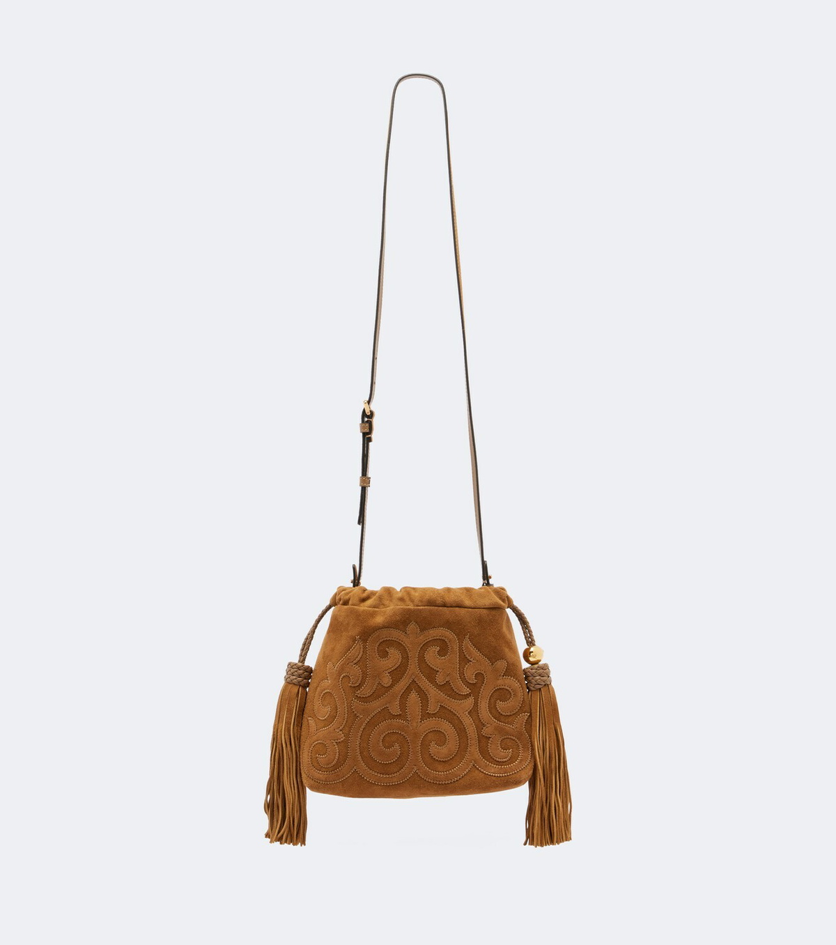 Etro Kalispera Small embroidered suede clutch