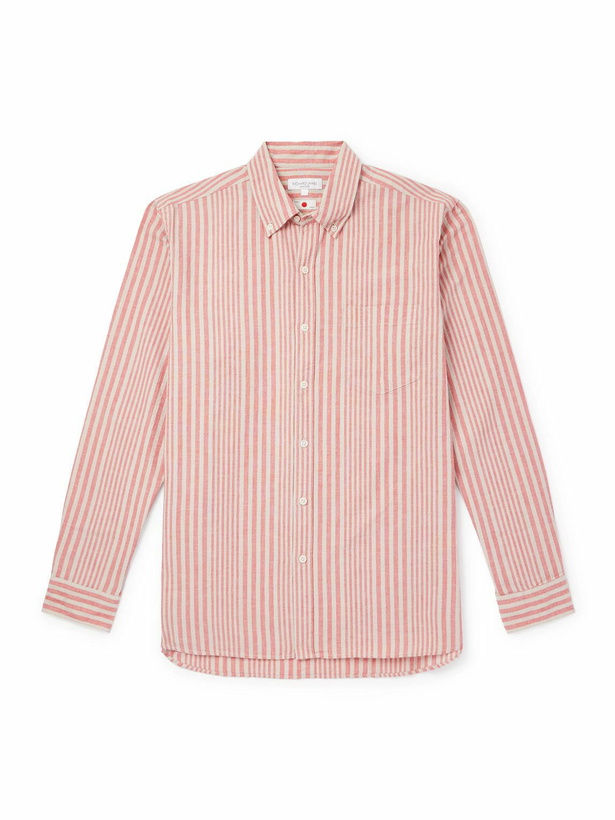 Photo: Richard James - Button-Down Collar Striped Linen and Cotton-Blend Shirt - Pink