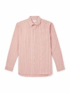 Richard James - Button-Down Collar Striped Linen and Cotton-Blend Shirt - Pink