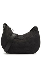 Damson Madder Crescent Bow-embroidered Satin Shoulder bag - Black - One Size