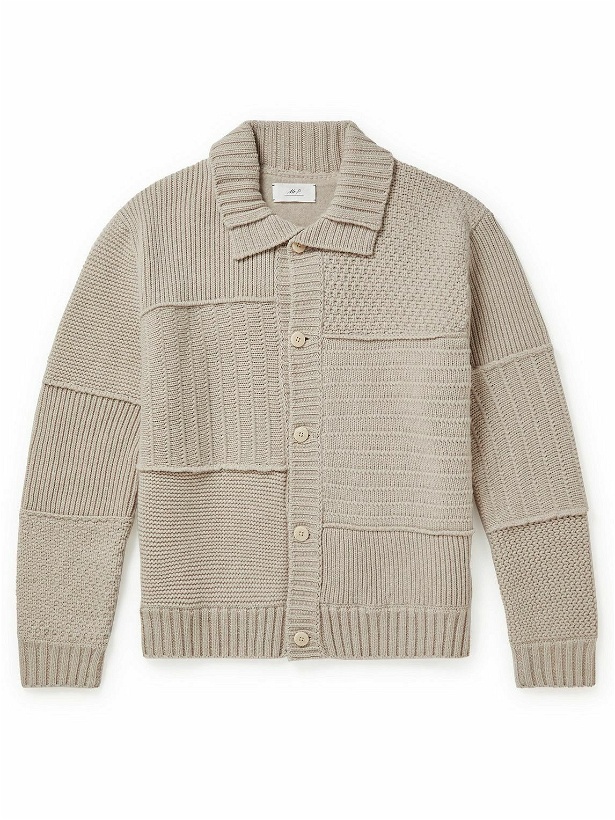 Photo: Mr P. - Patchwork Ribbed Wool Cardigan - Neutrals