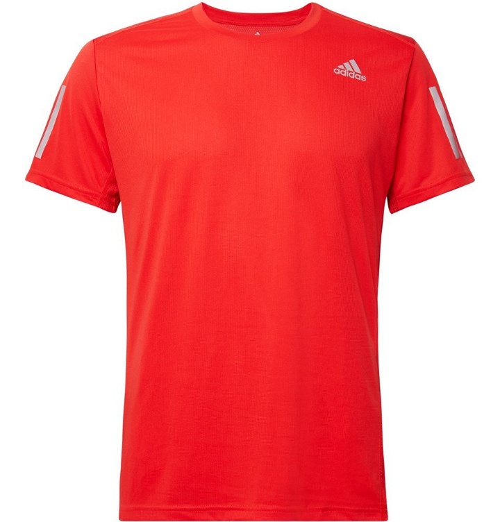 Photo: Adidas Sport - Own the Run Mesh-Panelled Tech-Jersey T-Shirt - Red