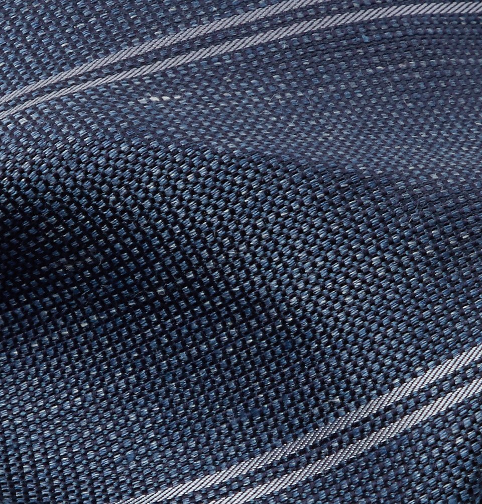 TOM FORD - 8cm Striped Silk and Linen-Blend Tie - Men - Navy