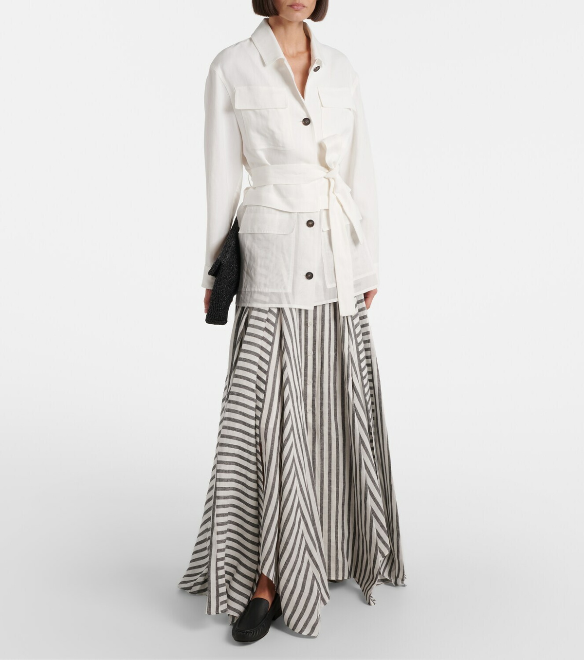 Ralph Lauren Collection Shamus striped linen maxi skirt