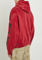 Amiri Amiri Bones Embellished Hooded Cotton Sweatshirt Red