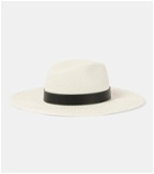 Max Mara Woven leather-trimmed Panama hat