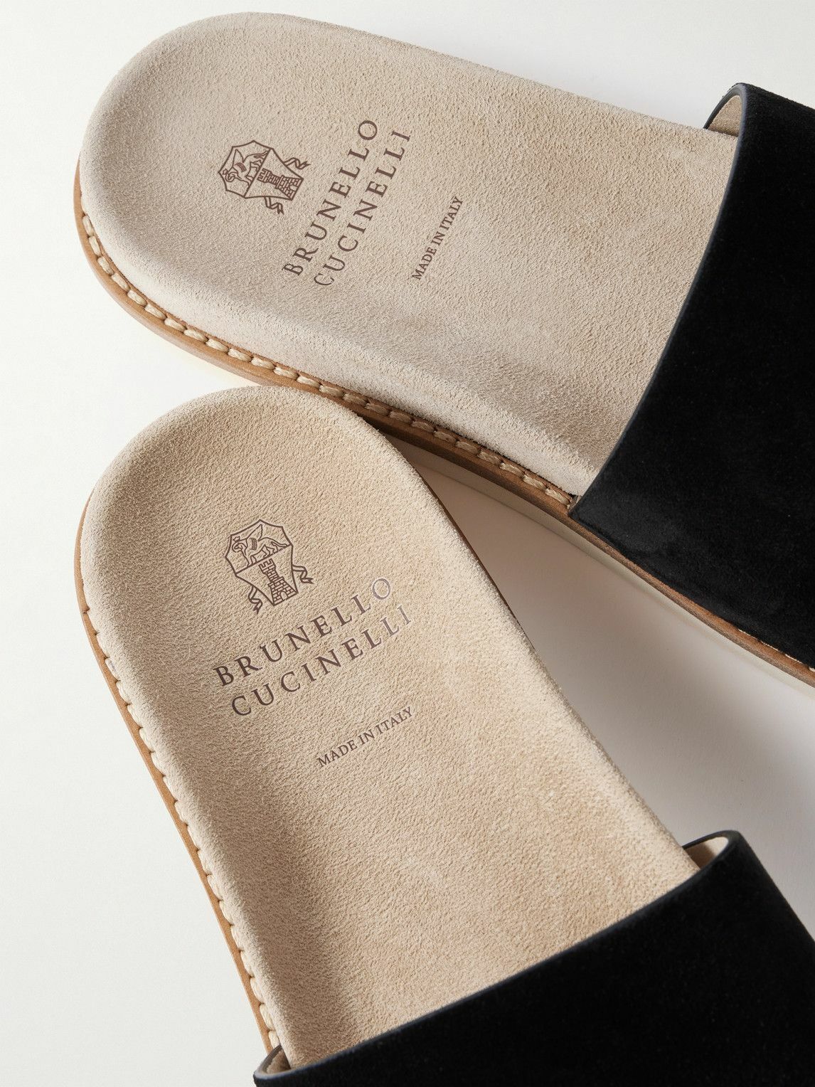Brunello Cucinelli - Suede Slides - Black