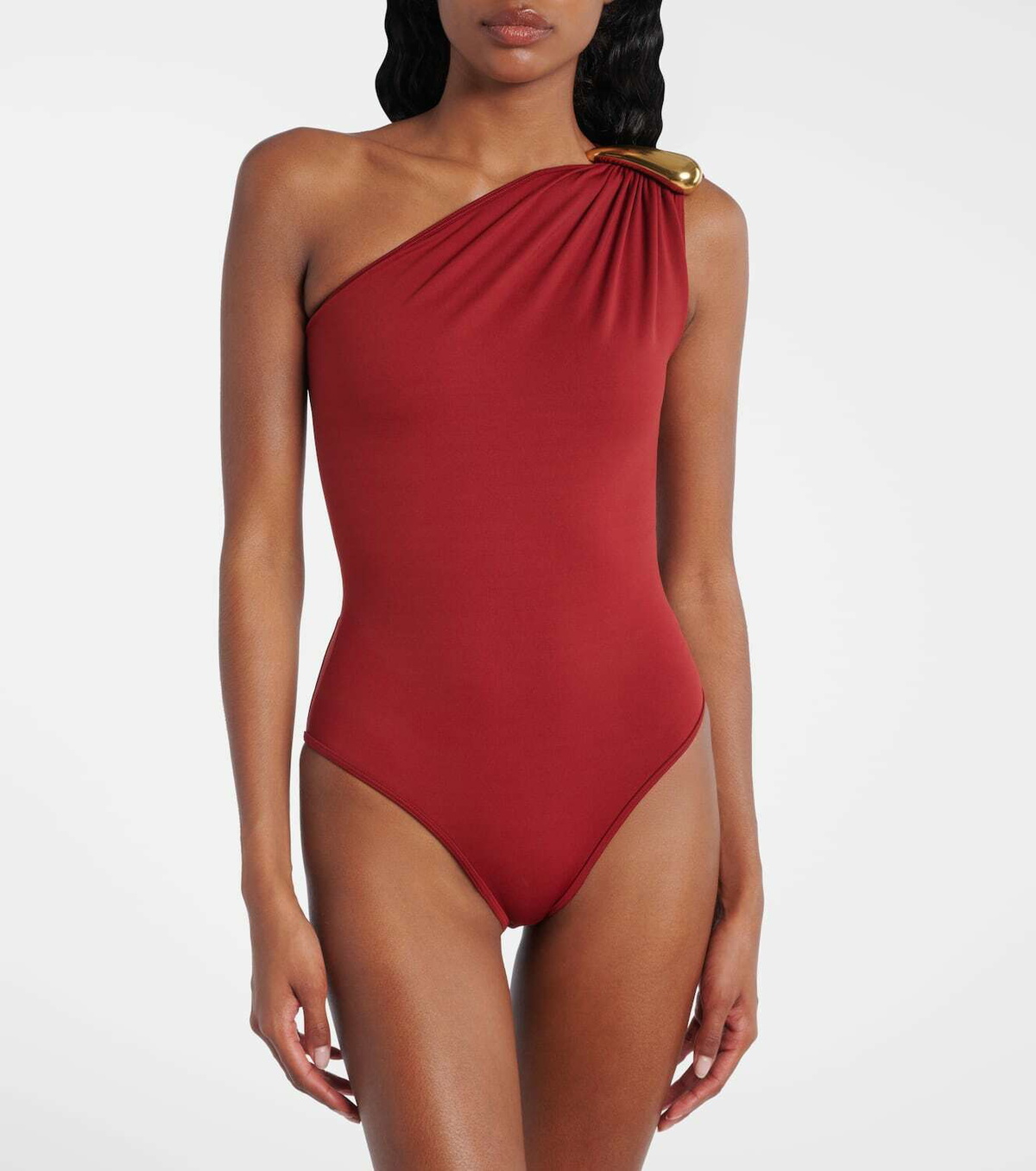 Bottega Veneta Gathered one-shoulder swimsuit