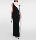 Roland Mouret One-shoulder scarf-detail cady gown
