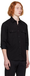 ZEGNA Black Patch Pocket Denim Shirt