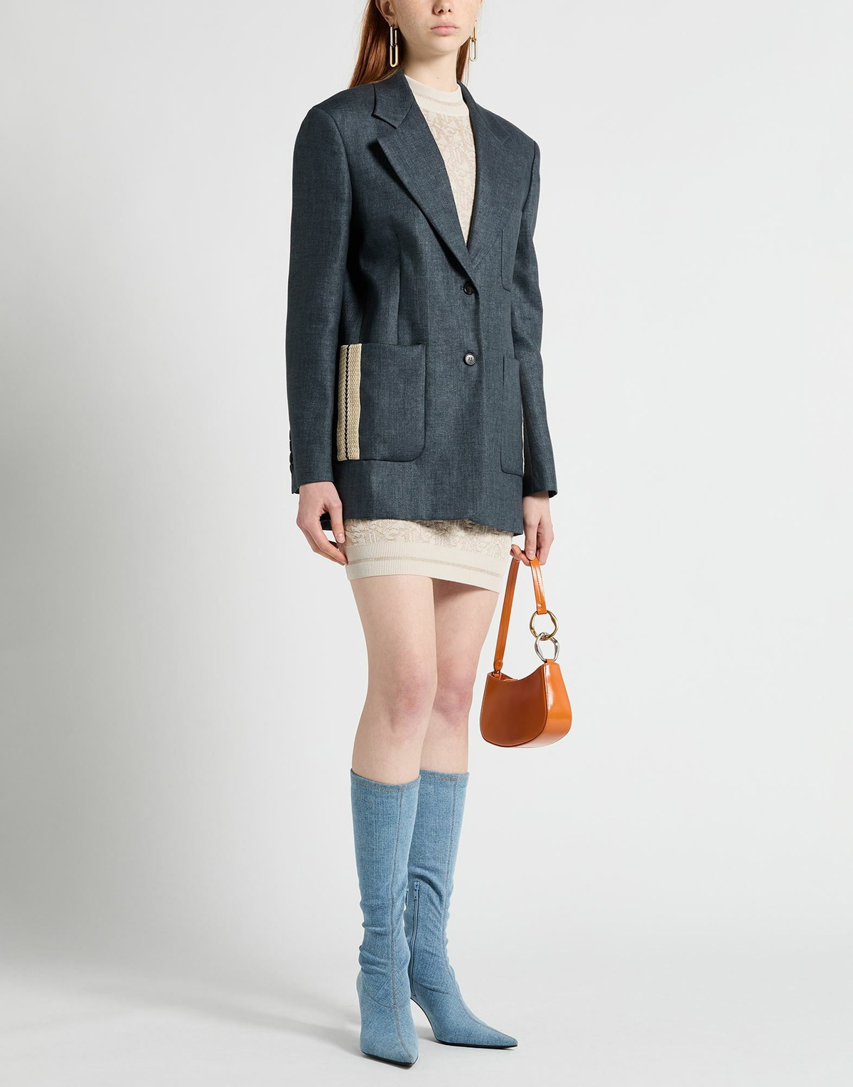Palm Angels Womens Blazer Slate in Blue