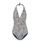 Heidi Klein Mombasa snake-effect halter swimsuit