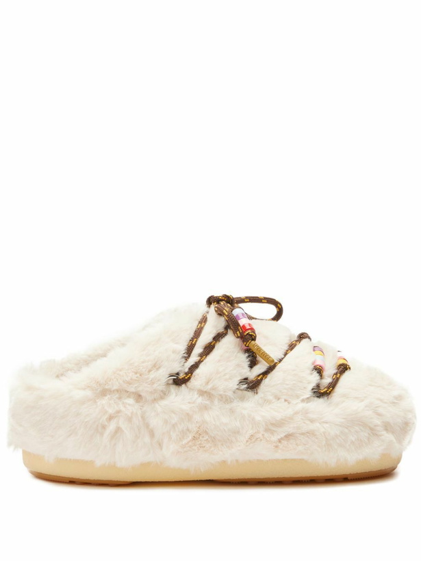 Photo: Moon Boot Faux-Fur Beaded Mules