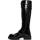 Ann Demeulemeester SSENSE Exclusive Black Patent Lace-Up Knee-High Boots