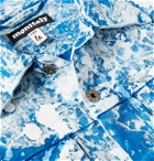 Monitaly - Paint-Splattered Tie-Dyed Denim Jacket - Blue