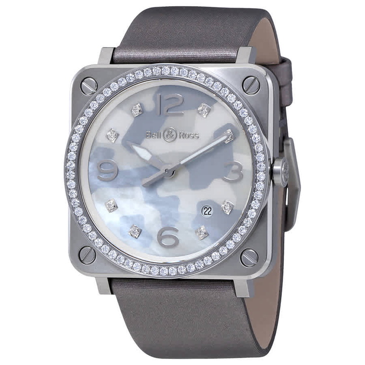 Photo: Bell and Ross Aviation Diamond Grey Camouflage Dial Ladies Watch BRS-CAMO-ST-LGD