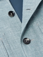 Zegna - Leather-Trimmed Woven Overshirt - Blue
